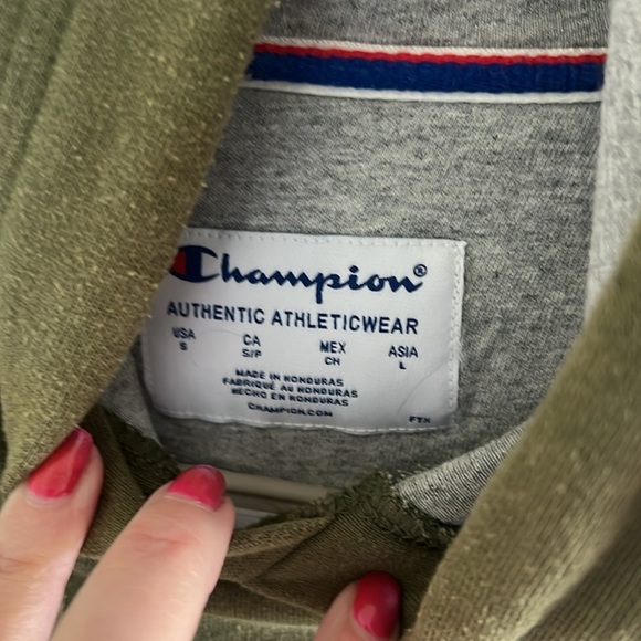 Champion Sweatshirt Hoodie Men Small Athleticwear Graphic Embroidered Logo Green - Picture 2 of 7